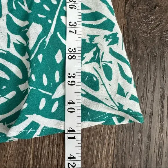 MINKPINK Collins Asymmetrical Hem Midi Dress in Green Palm Print Size Medium - Picture 10 of 11